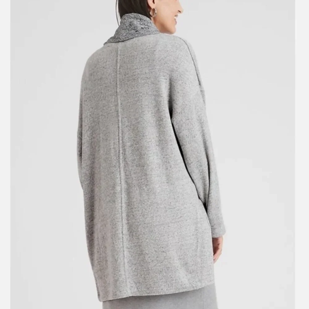 Banana Republic Open Lofty‎ Knit Cardigan Sweater Womens Size M/L Gray Pockets
